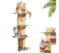 Door Hanging Cat Tree, Over Door Cat Climber Tower，A | Space-Saving Door Cat Tree with Scratching Post, 4-Tier Hanging Climbing Shelves and Toy Ball for Active Indoor Cats