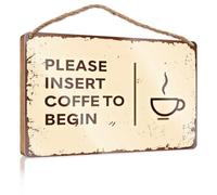 Door Hanging Decoration Insert Coffee To Begin: A Sign Of The Times Wooden Sign Plaque For Front Door Farmhouse Signs(23X35CM)