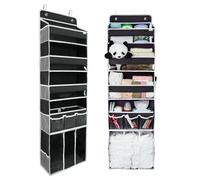 Door Hanging Storage Organizer,with 3 Bins 1Movable Baby Diaper Caddy,1 Large Capacity Diaper Stacking Storage Organizer,10 SidePockets,Bedroom Door Storage for Nursery Baby Essentials. (Dark Grey)