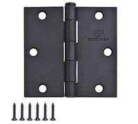 Door Hinge 3 1/2 Inch Interior Door Hinges Matte Black 3.5 Inch Interior Hinges Flat Iron Hinge 3 ½"x 3 ½" Door Hardware Square Corner -18 Pieces