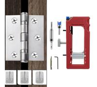 Door Hinge Installation Kit, Professional Router Template Jig with Bits for Precision Mortising, Adjustable Guide for Round and Square Corners