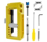 Door Hinge Jig, Adjustable Door Hinge Mortiser Jig Kit Fits 3” to 5” Length, Square or Radius 1/4” or 5/8” Hinges, Yellow