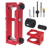 Door Hinge Jig, Aluminium Alloy Door Hinge Template Kit for Door & Cabinet Installation, Adjustable Hinge Mortise Jig Kit Fits 2.5" to 5" Length, 1/4" Radius, 5/8" Radius and Square Corner Types