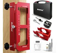 Door Hinge Jig and Door Lock Installation Kit, Aluminum Alloy Hinge Router Template for Hinge Mortising from 2.5" to 5" & Types of Square,1/4",5/8" Radius,Door Hole Drilling Kit for Knob and Deadbolt