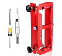 Door Hinge Jig Kit, Premium Aluminum Alloy Router Template Adjustable Mortise Jig Fits 2.5" to 5" Cabinet Kitchen Trend Hinges Compatible with 1/4" & 5/8" Radius and Square Corner Types Fitting Tools