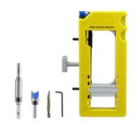 Door Hinge Jig Plastic Router Template for 3-5 in Hinges, 1/4-5/8 in Radius Mortising Guide with Depth Gauge, Adjustable Hinge Routing Jig for Woodworking, Includes Milling Cutter