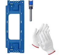 Door Hinge Routing Jig Kit With Adjustable Guides For 2.5 To 6 Inch Hinges Featuring Dual Corner Options And Secure Locking Pins In Blue Shade(Blue + Gloves)