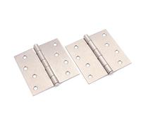 Door Hinge Set, 100 x 100 mm, Brushed Nickel Steel, 2.2 mm Thickness, 2-Pack