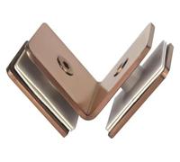 Door Hinge Stainless Steel 304 Rose Gold Glass Fixed Clip Bathroom Code Corner Partition Shower Room Link Easy to Instal(90° Bilateral Clip)