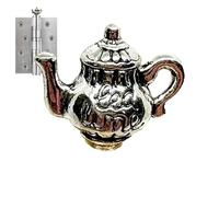 Door Hinge Topper - 8cm Retro Tea Cup Sculpture Mini Figure Elegant Spoon Detail | Accent For Outdoor And Indoor Entrance Wall, Farmhouse Cottage Display Art Designs