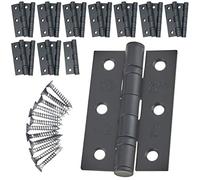 Door Hinges 3" 76mm Ball Bearing 10 Pair Pack [20 Hinges & Screws] Black
