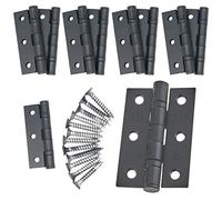 Door Hinges 3" 76mm Ball Bearing 5 Pair Pack [10 Hinges & Screws] Black