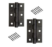 Door Hinges 3 inch Black Ball Bearing Butt Hinges Grade 7 Steel Door Hinge for Wooden Doors 2 Pack