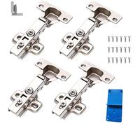 Door Hinges 35mm Cup, Kitchen Cabinet Wardrobe Hinges Soft Close, Standard Hinges Kitchen Cabinet, Folding Doors Hinge with Screws, with Locator, 4 Pieces…