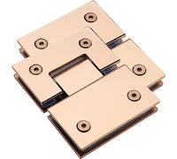 Door Hinges,Bathroom Glass Door, 2 Pieces of 304 Stainless Steel 8K Rose Gold Glossy Mirror 180° Two-Way Bathroom Glass Clip, 8-12mm Frameless