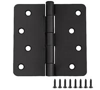 Door Hinges for Interior Doors 10-Pack 4-inch x 4-inch, Design House 1/4-inch Radius Steel Door Hinge Door Hardware, Matte Black, 188953