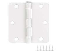 Door Hinges for Interior Doors 6-Pack 3.5-inch x 3.5-inch - Rounded 1/4-inch Radius Steel Door Hinge - Painted White - Fits Standard Doors - Design House 186049