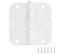 Door Hinges for Interior Doors 6-Pack 3.5-inch x 3.5-inch - Rounded 5/8-inch Radius Steel Door Hinge - Painted White - Fits Standard Doors - Design House 189605