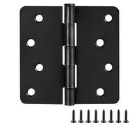 Door Hinges for Interior Doors 6-Pack 4-inch x 4-inch - Rounded 1/4-inch Radius Steel Door Hinge - Matte Black - Fits Standard Doors - Design House 189464