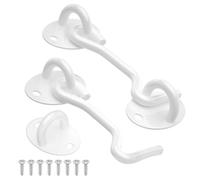 Door Hook and Eye Latch White 76mm - 2PCS Cabin Hooks and Eye Latch 3 inch Gate Hook Lock Heavy Duty Stainless Steel for Window Garden Shed Patio