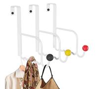 Door Hooks, Coat Hooks for Doors, 3 x Colourful Round Beads, Iron Cloths Holder, Clothes Hook, Creative Hat and Scarf Hanger Storage Behind the Door for Bathroom, Door Hooks