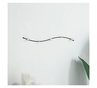 Door Hooks Creative Simple Coat Hook Living Room Hat Storage Rack Bathroom Toilet Wave Line Metal Wall Decoration Key Coat Hanger(Single Black)
