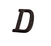 Door House Street Number, 0-9 Letters A-Z Door Black Wall Decoration 3 Inch 8 Cm Metal Sign with Screws(D)