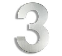 Door House Street Number, 15/20/30cm Number Stainless Steel Metal Brushed Address Sign 0-9 Outdoor Door Home(3,20cm 8in)