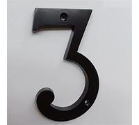 Door House Street Number, 6 Inch Number Big Modern Zinc Alloy Screw MountedBlack Address Sign 0-9(3)