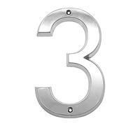 Door House Street Number, Brushed Nickel 6 Inch Bigs Zinc Alloy Address Digital Electroplated Sign 0-9(3)
