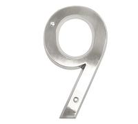 Door House Street Number, Brushed Nickel 6 Inch Bigs Zinc Alloy Address Digital Electroplated Sign 0-9(9)