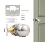 Door Knob - 2X Door Handle - Keyless Lock Knob | Smooth Security Hardware Kit, Steel Face Plate Latch Structure, Residential Access Management Solution, for Living Nursery School Office