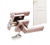 Door Knob Inner Lock - 3 Bar Aluminium Alloy Door Handle Set, Silent Privacy Lock, Interior and Front Door Handle, Easy Installation, Use in Bedroom, Bathroom | Fittings