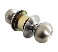 Door Knob Lockset Keyless Privacy Handle Interior Lockable Bedroom Bathroom Round Style Stainless Steel Polished Easy to Install Push Button Locking Inside Compatible with Left Right Hand Doors