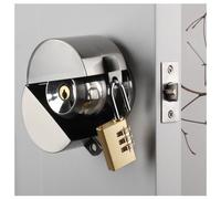 Door Knob With Lock,Without Drilling ,Dementia Door handle lock，From Outside Prevents Turning of Door Knob and Access to Keyhole,for Apartment Evictions，Childproof (Stainless steel with padlock)