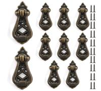 Door Knobs for Drawers 10 Pcs Vintage Bronze Drawer Knobs Pulls 58×27mm Antique Dressing Table Drop Ring Knobs Handles Suitable for Furniture Wardrobe Doors Nightstands Cabinet Hardware