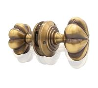 Door Knobs Set, Interior Doors, Brass Large Elegant Lily Shape Mortice in Antique and Chrome Finish, Comes with Hardware. (Lily ABB)