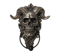 Door knocker antique, horned skull door knocker front door decoration resin ornament, skull door knocker