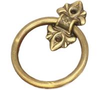 Door Knocker Elegant Antique Brass Door Knocker Handmade Vintage Ring Handle Rustic Entry for Home Garden(80mm Bronze Color)