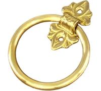 Door Knocker Elegant Antique Brass Door Knocker Handmade Vintage Ring Handle Rustic Entry for Home Garden(80mm Gold Color)