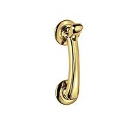 DOOR KNOCKER ON ROSE. POLISHED BRASS
