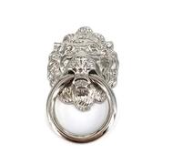 Door Knockers for Front Door 2pcs Antique Chic Dresser Knobs Pulls Drawer Rings Lion Head Furniture Knob Door Knocker Kitchen Cabinet Handle(Silver)