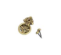 Door Knockers for Front Door 2Pcs Old Ring Door Knocker Brass Bronze Knob for Cabinet Classics Gate Round Handle Retro Entrence Knock Home Hardware(Black+White)