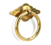 Door Knockers for Front Door 2X Brass Ring Drawer Knob Dresser Pulls for Furniture Decoration Closet Cabinet Cupboard Door Knobs(B Ring Dia 50mm)