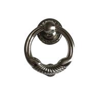 Door Knockers for Front Door Elegant Minimalist Ring Knocker Zinc Alloy Security Door Knock Knob Furniture Handle Hardware(Silver)
