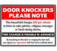 Door Knockers Please Note Metal Sign, Keep Away Unwanted Callers, Funny Home Warning Solicitation Plaque, Stop Cold Callers, Suitable for Indoor and Outdoor Use, Size Small