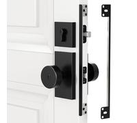 Door Latch Guard Plate for Outswing Door Security 11'' with 0.55'' Offset Cover Heavy Duty L-Shaped Door Latch Shield, Matte Black 1 Pack