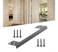 Door Latch Guard Plate for Outswing Doors, L-Shaped Stainless Steel Security Protector with Matte Black Finish, Reversible Door Latch Shield for Home Sec(7IN)