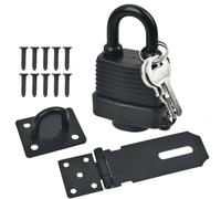 Door Latch Hasp Padlock, 5 inch Hasp and Staple Lock Heavy Duty Shed Lock Latche Staple with Key, Stainless Steel Padlock Hasp Door Clasp Latch Gate Locks with Screws for Bedroom Cabinet Wooden Gates