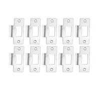Door Latch Strike Plate, Stainless Steel & Chrome Plated Door Striker Plate Standard Tubular Latch Replacement Fits for Steel Jamb Systems-10 PCS